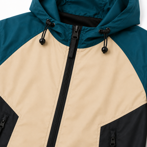 Veste coupe-vent à capuche pour homme, style color block, fermeture éclair, vêtement d'extérieur décontracté, léger, en polyester, pour l'automne - Product Image 5