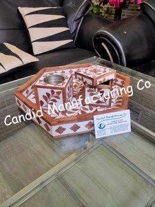Juego de Porta Incienso de Madera con Aspecto de Mármol, Caja de Almacenamiento para Incienso, Bandeja Difusora de Aromaterapia para Decoración del Hogar - Product Image 3