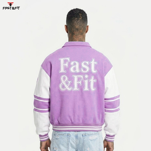 Custom Logo Canvas Varsity Jacket for Men Street Style <b>Black</b> Embroidery Breathable Windproof 100% Cotton - Product Image 4