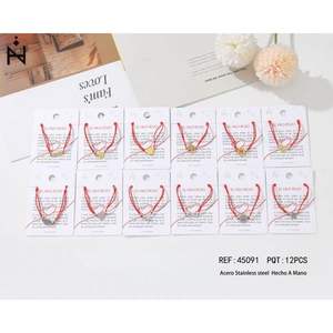 Bracciale in Acciaio Inossidabile con Corda Rossa PULSERA Bracciali Charm alla Moda - Product Image 1