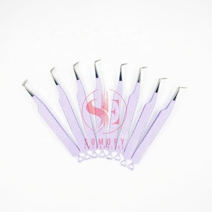 Pince à cils de marque privée couleur violette enduit solide acier inoxydable et japonais violet diamant poignée Volume pince à cils - Product Image 4