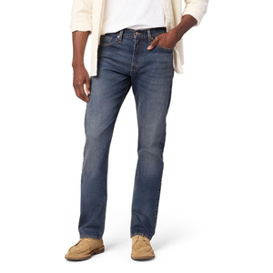 Jeans en denim foncé pour homme Coupe classique Jeans bleus à jambe droite pour un usage décontracté et quotidien - Product Image 1
