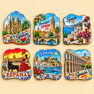 Imán Metálico 3D Promocional con Logotipo Personalizado, Recuerdo Turístico de la Famosa Ciudad de <span class=keywords><strong>Barcelona</strong></span>, España, con Diseño del Parque Sagrada Familia, Guell y Alhambra - Product Image 1
