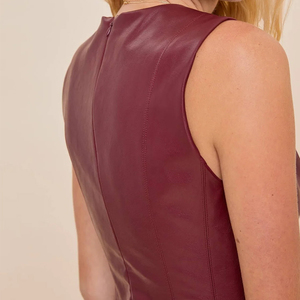 Women's Premium Quality Genuine Leather Dress Breathable Hot Trending Solid Pattern 100% Leather Plain Dyed Dress For Women - Product Image 4
