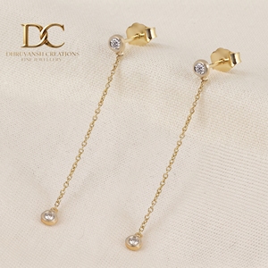 Pendientes de Oro Amarillo Sólido de 14 Quilates con Diamante Cultivado en Laboratorio de Corte Brillante Redondo, Joyería de Lujo para Mujer, Diseño Personalizado - Product Image 4