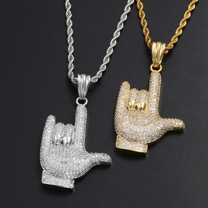 Pendentif Hip Hop Iced Out de haute qualité en argent sterling 925 plaqué or 18 carats avec diamant Moissanite VVS pour doigt - Product Image 1
