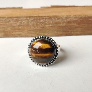 Anillo de plata con piedras preciosas de ojo de tigre al por mayor, anillos de ojo de tigre de plata alemana natural de la mejor calidad a la venta al precio más bajo - Product Image 4