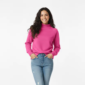 Women's <b>Drop</b> Shoulder Eco-Friendly Autumn/Winter Wear Mock Neck Sweatshirt with Customized Embroidered Logo and Color - Product Image 1