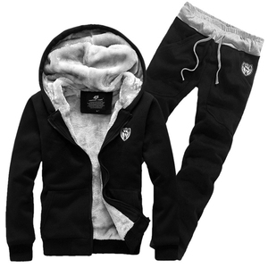 Conjunto Deportivo de Forro Polar Rojo para Hombre, Transpirable, Diseño 2 en 1, Sudadera con Capucha y Cordón Ajustable, Bolsillos Laterales, Ropa Casual de Invierno, Manga Larga - Product Image 4
