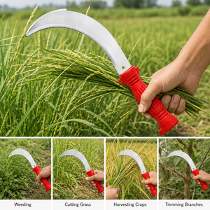 Faucille agricole durable en acier inoxydable avec poignée en plastique confortable pour la coupe des mauvaises herbes, la récolte des cultures, le jardinage et l'agriculture - Product Image 5