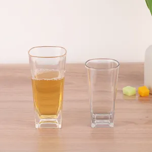 투명 사각 유리 12 온스 정사각형 맥주 유리 헤비베이스 클리어 컬러-주류 플라스틱 마시는 유리 레스토랑 컵