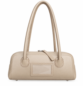 Sac Boston vintage en cuir PU beige à bandoulière unique, sac à main sous le bras, fermeture éclair, portable pour le quotidien et les activités extérieures - Product Image 1