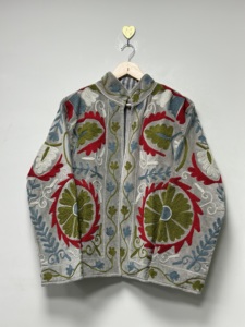 Floral Embroidered <b>Velvet</b> Bomber <b>Jacket</b> <b>Women</b> O'Collar Full Sleeve Winter Vintage Thick Breathable Woven Outerwear Casual Open - Product Image 1