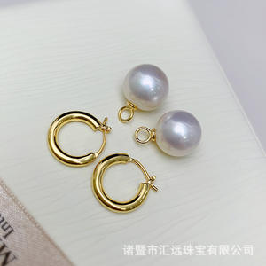 8-13mm <b>Fine</b> <b>Dangle</b> Freshwater Edison Pearl <b>Earrings</b> Near Round with Slight Imperfections Shimmering White Pearl - Product Image 3