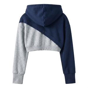 Women Two Tone <b>Patchwork</b> Crop <b>Top</b> Hoodie Long Sleeve Crossover Front Sweatshirt Casual Streetwear Pullover Hooded <b>Tops</b> 2026 - Product Image 3