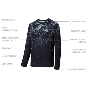 Camisa de Pesca de Manga Larga para Hombre de Alta Calidad, 100% Poliéster, Protección UV, Secado Rápido, Transpirable, Color Sólido, Precio Bajo - Product Image 4
