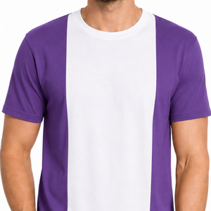 T-shirt à manches courtes pour homme, rayé violet et blanc, col rond, coupe classique, design uni, parmi les plus vendus - Product Image 3