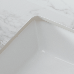 Top Lavabo Rettangolare Sottopiano in Ceramica per Bagno 43x22 Pollici, Top in Pietra Sinterizzata Bianco Carrara - Product Image 6
