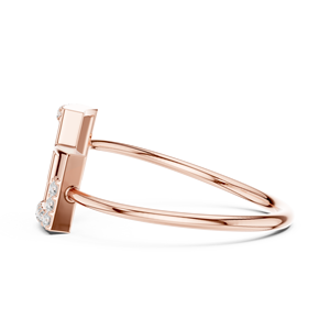 Anillo de oro macizo de 14k para mujer con diamante de corte redondo minimalista de doble cuadrado, ideal para regalo, compromiso, aniversario, boda. - Product Image 6