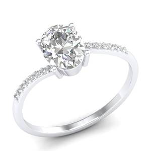 Anillos de compromiso REYES personalizados de plata de ley 925 con corte ovalado y moissanita de 1.3 quilates para mujer, joyería fina a precios de mayorista. - Product Image 2