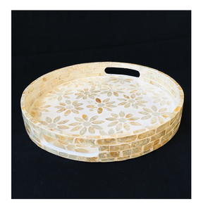 Plateau en nacre royale de qualité standard, fabriqué en Inde, plateau de rangement MOP, designs personnalisés, plateau décoratif poli pour le petit-déjeuner - Product Image 3
