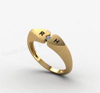 Meistverkaufter 18k Gold 925 Silber Doppelherz Initial Personalisierter Buchstaben-Paar-Ring mit CZ-Diamanten Feiner Schmuck Valentinstagsgeschenk für Sie