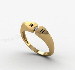 Top Selling 18k Gold 925 Silver Double Heart Initial Custom Letter <b>Couple</b> CZ Diamond <b>Ring</b> Fine Jewelry Valentine Gift For Her - Product Image 2