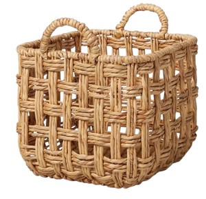 Wholesale Natural Open Grid Water Hyacinth <b>Basket</b> Square Laundry <b>Hamper</b> Handcrafted Storage Container with Handles - Product Image 3