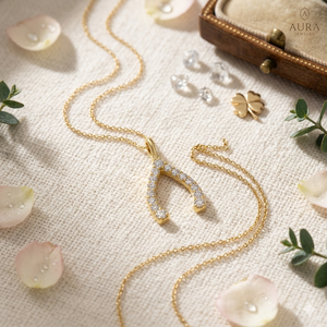 Handmade 0.25TCW <b>Solid</b> 10K <b>Gold</b> Wishbone Charm <b>Pendant</b> Natural Real Diamond Dainty Cute Christian Custom Design Iced Necklace - Product Image 6