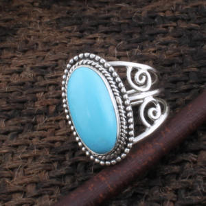 925 Sterling <b>Silver</b> Bezel Setting Turquoise Oval Cut Handmade Classic <b>Boho</b> Dainty Solitaire <b>Ring</b> Certified Jaipur Wedding - Product Image 5