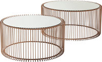 Ensemble de décoration moderne pour la maison/2 tables en cuivre et verre noir Mobilier de salon simple et attrayant