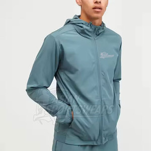 Ensemble coupe-vent décontracté uni avec fermeture éclair pour homme – Veste et pantalon de sport respirants, légers et confortables (2 pièces) - Product Image 3