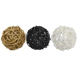Best-Selling Rattan Halloween White Black Gold zorpia 24 Pieces 2 inch Ball Vintage style is Made in Vietnam decor