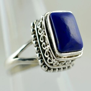<b>Lapis</b> <b>Lazuli</b> <b>Ring</b> 925 Sterling Silver Handmade Boho Statement Promise Jewelry for Women Natural Cushion Shape Gemstone Jewelry - Product Image 4