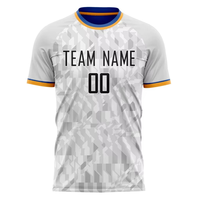 Maillot de football/soccer personnalisé en gros, respirant, 100 % polyester, léger, séchage rapide, manches courtes, couleurs/logos personnalisés