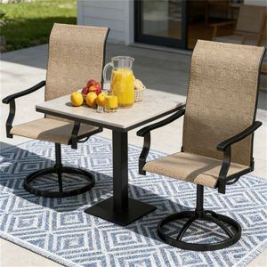 Set di Due Poltrone e Sedie da Pranzo Marroni per Arredamento da Giardino e Cortile - Product Image 4