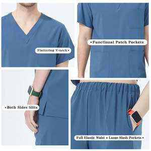 Conjuntos de Uniformes Médicos Elásticos Unisex ODM, Ropa Médica Tejida de Secado Rápido para Doctores, Enfermeras, Uniformes Clínicos y Sanitarios - Product Image 3