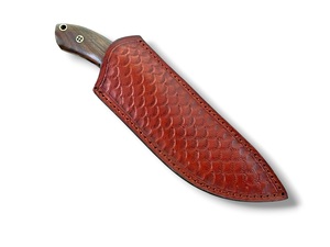 Cuchillo de Caza de Acero de Damasco Forjado a Mano con Mango de Madera de Palisandro y Funda de Cuero - Cuchillo de Hoja Fija de 8 Pulgadas con Espiga Completa, Personalizado OEM, Venta al por Mayor - Product Image 6