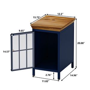 Comodino in legno massello blu scuro comodino e divano tavolino laterale per camera da letto e soggiorno armadio di stoccaggio - Product Image 5