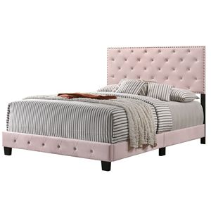 Affascinante Letto Imbottito Rosa in Stile Transizionale per Interni Eleganti - Product Image 1