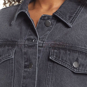 Veste en jean décontractée d'hiver pour femme, col à revers, manches longues, vente en gros, personnalisable, OEM, haute qualité, grade premium, durable, B2B - Product Image 5