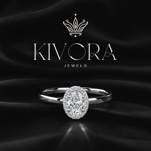 Bague de fiançailles KIVORA JEWELS en argent 925 avec diamant de laboratoire taille ovale, style luxueux, pour mariage et promesse féminine - Product Image 4