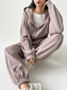 Conjunto Deportivo de Poliéster para Mujer, Personalizado OEM, de Forro Polar Sólido, Transpirable, a la Moda, para Entrenamiento y Running - Product Image 4