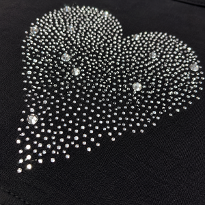 Camiseta de mujer de lujo negra personalizada con pedrería, estilo Y2K, corte ajustado, top corto con gráfico, cuello redondo, blusa informal, color liso, estilo urbano. - Product Image 5