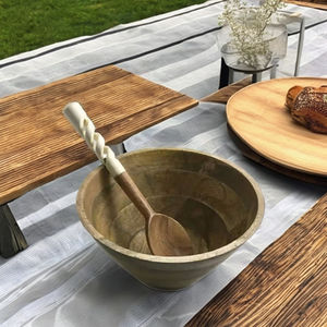 Juego de cuchara para servir de madera de acacia de resina grande, estilo antiguo, Hotel, hogar, restaurante, uso, el mejor juego de cuchara para servir de cuenco de madera - Product Image 1