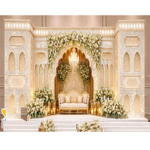 Magnífico Escenario con Espejos Estilo Palacio para Bodas, Decoración Elegante Estilo Mughal, Paneles de Madera Blancos al por Mayor en EE. UU. - Product Image 1