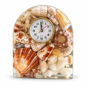 MPLVN DHB01 Horloge de bureau mécanique à aiguilles carrées en coquille naturelle, style Art Déco, vintage, pour bureau, fabriquée au Vietnam, Fête du Poisson d'avril - Product Image 1