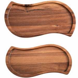 Bandeja de Servir de Madera de Acacia Natural, Forma Irregular, Plato de Madera para Servir Alimentos, Bandeja de Madera de Acacia para Aperitivos y Frutos Secos - Product Image 1