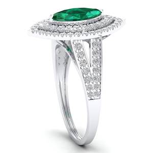 Anillos de Compromiso REYES Hechos a Mano en Oro Sólido de 14K con Corte Marquesa y Esmeralda de 1 Quilate para Mujer, Joyería con Diamantes Certificados por IGI - Product Image 3