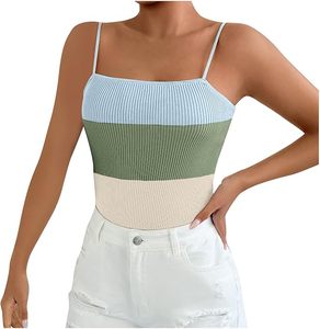Top Corto de Punto Crema para Mujer, Sin Mangas, Casual, Color Sólido, Tejido Plano Suave, para Todas las Temporadas - Product Image 5